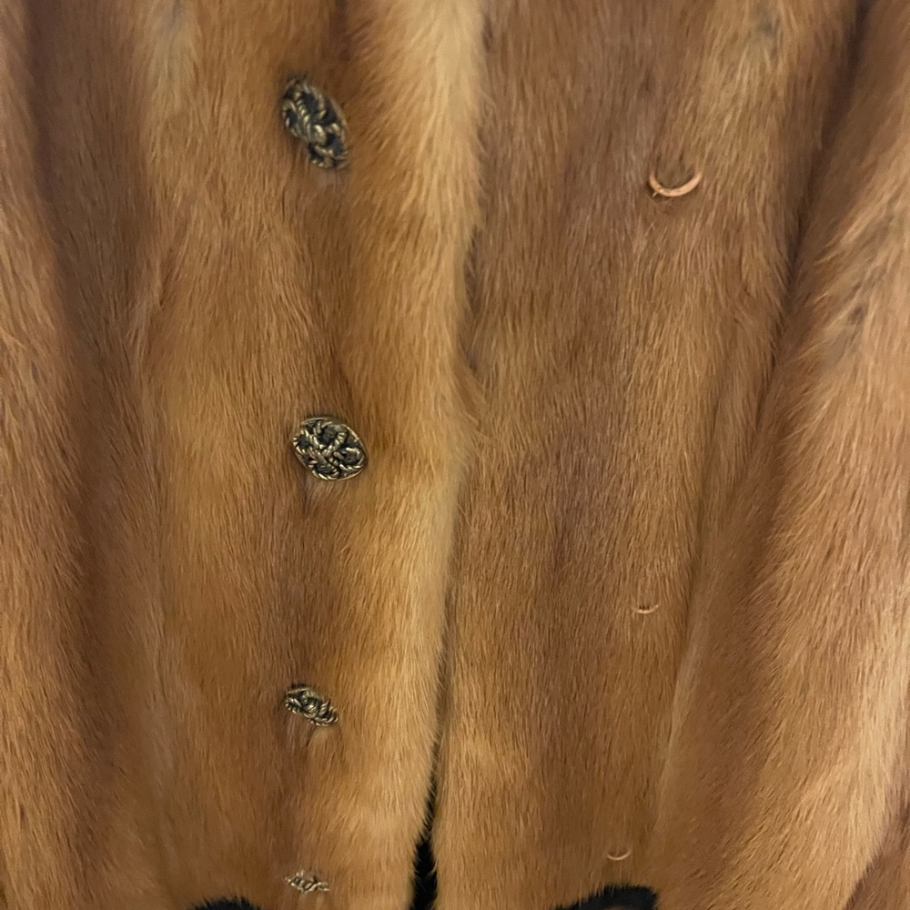 Vintage Orange/Black Real Fox Fur